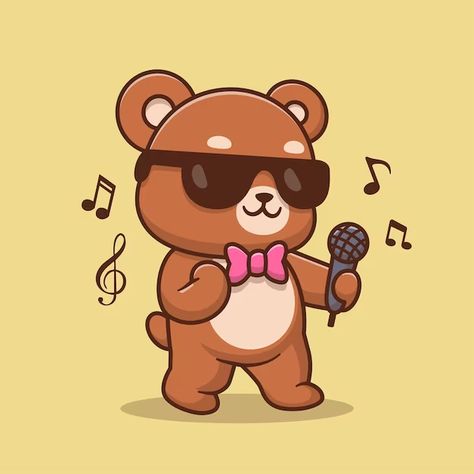 Catalyststuff | Freepik Singing Illustration, Singing Cartoon, Animal Music, Vector Icons Illustration, Psd Icon, Flat Vector, Music Icon, Cute Bear, Bear Cartoon