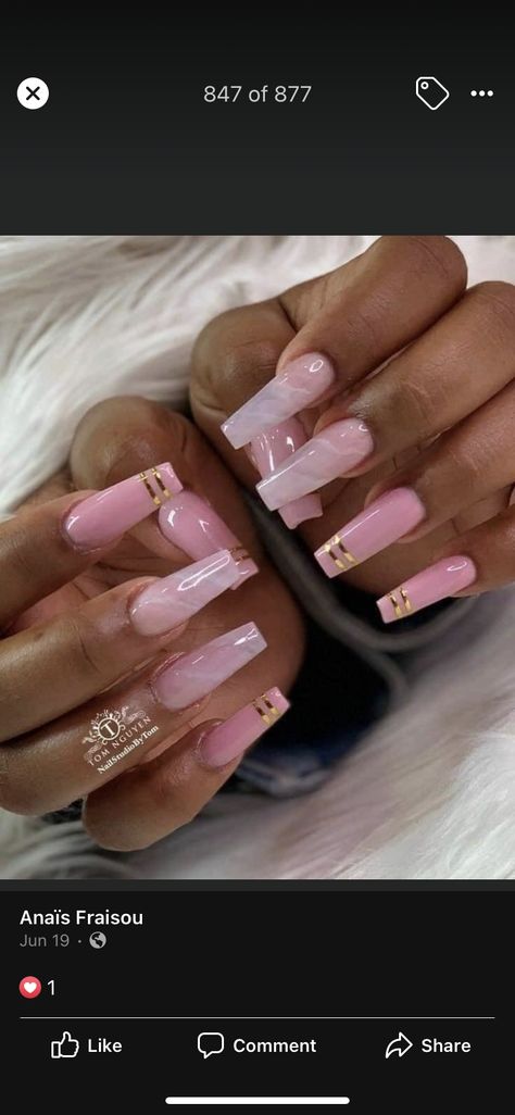 Pink And White Marble Acrylic Nails, Opal Pink Nails, Ombré Marble Nails, Light Pink Ombre Nails, Pink And White Marble Nails, Pink And White Almond Nails, Light Color Nails, Dope Nail Designs Summer, White Marble Nails