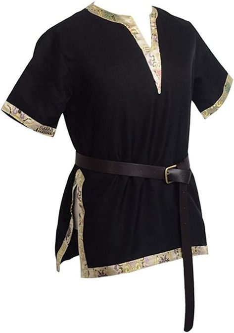 Amazon.com: BLESSUME Medieval Viking Tunic with Belt LARP Aristocrat Chevalier Cosplay Costume (XL, Black) : Clothing, Shoes & Jewelry Viking Halloween Costume, Knight Cosplay, Medieval Tunic, Costume Viking, Viking Tunic, Medieval Clothes, California Costumes, Role Play Costume, Viking Costume