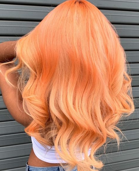 Pastel Sunset Hair, Peachy Pink Hair, Pastel Orange Hair, Peach Hair Color, Blorange Hair, Peach Hair Colors, Sunset Hair, Hair Colorful, Windows To The Soul