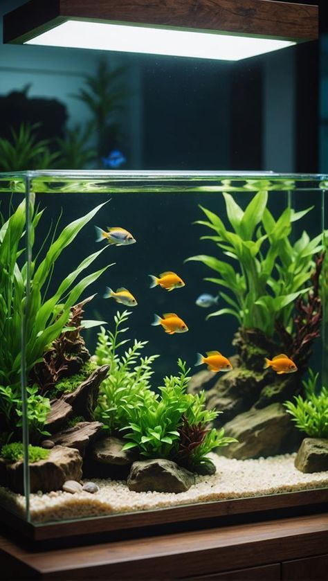 Choosing the right aquarium is crucial for establishing a successful aquatic habitat. Consider the typeâglass or acrylicâeach with its benefits. Larger tanks provide better stability, while the choice between freshwater and planted setups affects equipment needs. Understanding these factors can significantly impact your aquatic adventure and the health of your fish. Community Tank Freshwater, Aquatic Habitat, Aquarium Aesthetic, Aquatic Environment, Cool Fish Tanks, Tropical Fish Tanks, Community Tanks, Aquarium Tank, Bingo Card