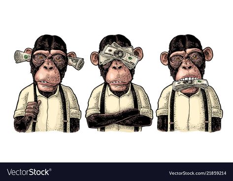 Hear No Evil Speak No Evil See No Evil, 4 Monkeys, 3 Wise Monkeys, Tato Maori, Monkey Drawing, Monkey Illustration, Monkey Tattoos, Three Wise Monkeys, Wise Monkeys