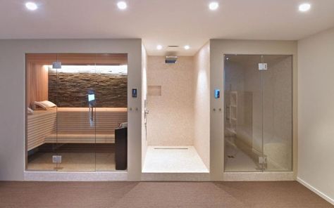 Sauna Shower Steam Room Basement Sauna, Sauna Shower, Home Spa Room, Indoor Pool Design, Indoor Spa, Sauna House, Sauna Steam Room, Spa Rooms, Sauna Design