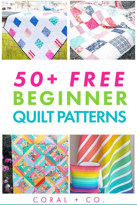 Easy Quilt Patterns Free, Free Quilt Patterns Printables, Beginner Quilt Patterns Free, Beginner Quilts, Quilt Patterns For Beginners, Quilts Easy, Creative Quilts, Beginner Quilting Projects, Beginner Quilting