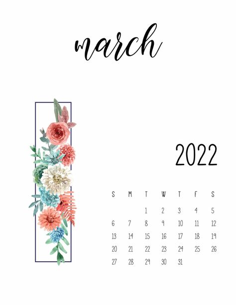 Botanical Calendar, World Of Printables, Free Printable Calendars, March Calendar, Calendar March, Printable Calendars, Unique Calendar, Monthly Planner Printable, Free Calendar