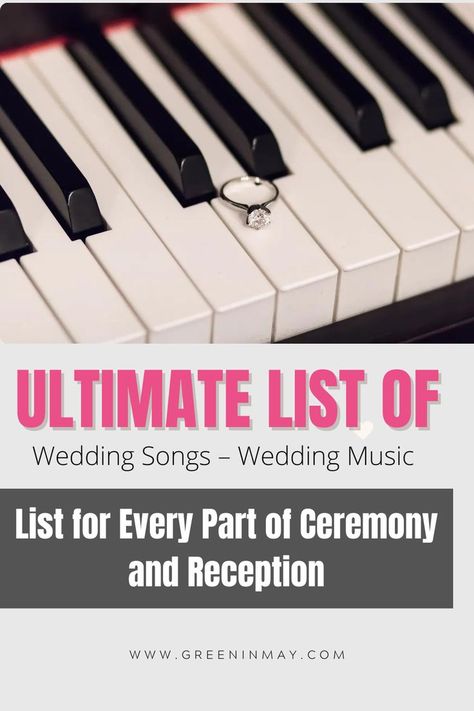 Ultimate List of Wedding Songs – Wedding Music List for Every Part of Ceremony and Reception Songs For Seating Guests At Wedding, Wedding Prelude Songs, Ceremony Music List, Spotify Wedding, Reception Songs, Processional Wedding Songs, Wedding Music List, Wedding Cermony, Processional Songs