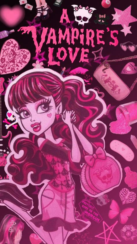 Black Draculaura, Pink And Black Aesthetic Wallpaper, Pink Vampire Wallpaper, Draculaura Wallpaper Iphone, Aesthetic Draculaura, Draculaura Aesthetic Widget, Draculaura Aesthetic Wallpaper, Monster High Draculaura Wallpaper, Draculaura Wallpaper