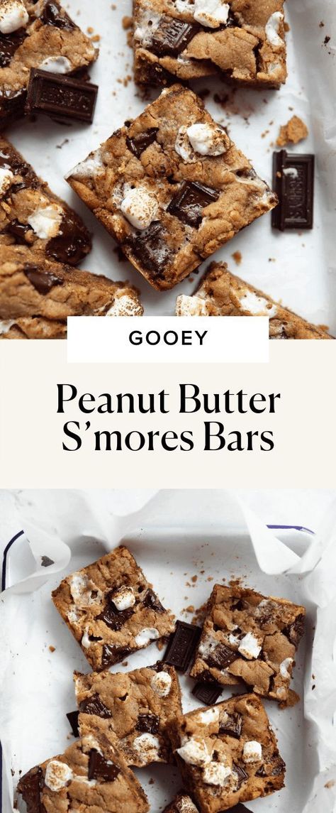 Peanut Butter S’mores Bars, Smores Bars Recipe, Peanut Butter Smores Bars, Smores Desserts, Smores Cookies Bars, Desserts Peanut Butter, Dessert Recipes Summer, Butter Dessert Recipes, Peanut Butter Smores