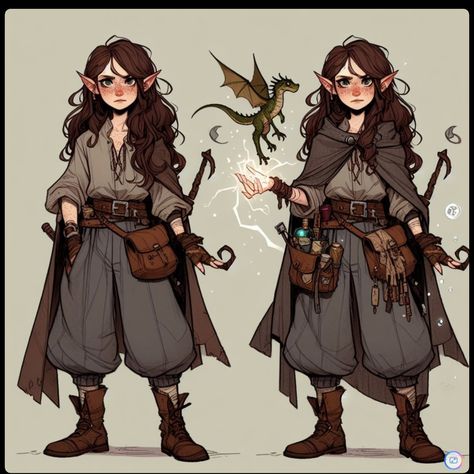 Ranger Cosplay Female, Female Druid Outfit, Druid Aesthetic Clothing Dnd, Dnd Character Outfit Ideas, Halfling Bard Female, Sorcerer Dnd Character Design, D&d Character Inspiration, Gnome Druid Female, Fairy Art Reference