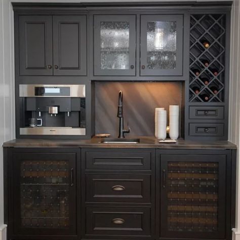 Built In Coffee Bar, Wet Bar Ideas, Home Wine Bar, Wet Bar Designs, Wine And Coffee Bar, Home Wet Bar, Home Bar Rooms, Modern Home Bar, Bar Sala