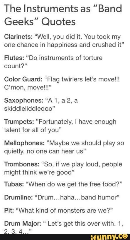 Spongebob Band, Marching Band Quotes, Marching Band Jokes, Play Trumpet, Marching Band Memes, Band Problems, Clarinets, Musician Humor, Marching Band Humor