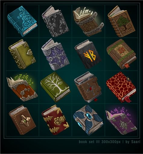 Tabletop Gaming Resources — Book Icons by Saarl Check out Tabletop Gaming... Magic Tome Spell Books, Magic Source Ideas, Fantasy Book Art Magic, Dnd Spellbook Design, Dnd Spellbook Art, Spell Book Art Dnd, Spell Concept Art, Dnd Book Item, Magic Book Fantasy Art