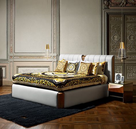 VERSACE HOME COLLECTIONS | VERSACE US Office Guest Bedrooms, Murphy Bed Office Guest Bedrooms, Versace Furniture, Murphy Bed Office, Marble Bed, Modern Luxury Furniture, Furniture Wallpaper, Horizontal Murphy Bed, Greek City