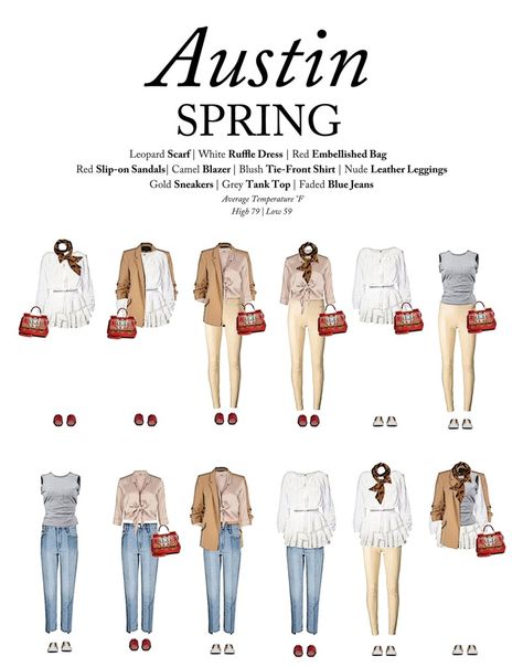 What to Wear to Austin in the Spring Outfits For Trips Spring, Texas Dresses Style, Austin Spring Outfits, Sxsw Outfit Ideas, What To Wear In Fredericksburg Texas, What To Wear Austin Texas, Houston Texas Style Fashion, Outfits For Austin Texas Spring, Austin Texas Style Outfits