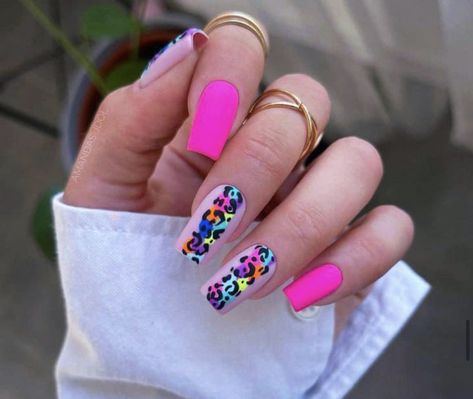 Accent Nail Ideas, Zebra Nails, Leopard Print Nails, Accent Nail, Print Nails, Leopard Nails, Animal Nails, Animal Print Nails, Neon Nails