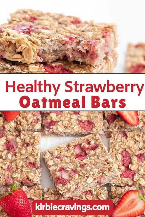 Strawberry Oat Bars Toddler, Strawberry Bars Healthy, Homemade Fruit Granola Bars, 4 Ingredient Oat Bars, Healthy Strawberry Oatmeal Bars, Strawberry Oatmeal Breakfast Bars, Recipes With Fresh Strawberries Healthy, Berry Granola Bars, Soft Baked Bars For Toddlers