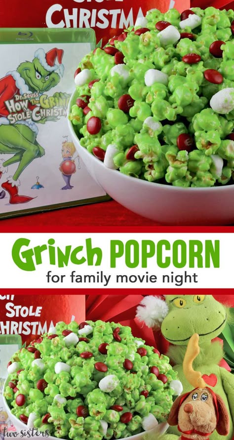 Grinch Christmas Treats, Grinch Popcorn, Fun Holiday Desserts, Grinch Christmas Party, Christmas Movie Night, Kids Christmas Party, Holiday Snacks, Christmas Treat, Oreo Dessert