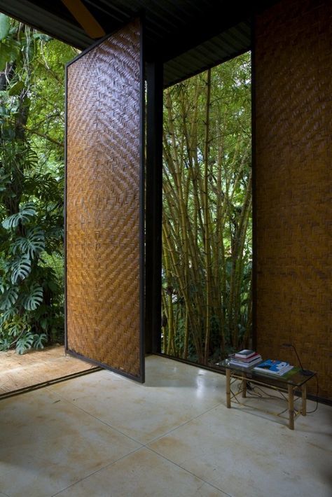 Casa Cook, Bamboo House Design, Bamboo Architecture, Bamboo House, Bamboo Design, Tropical House, Tropical Houses, Entrance Doors, Door Design