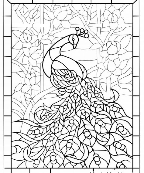 Vitray Art Pattern Free Printable, Peacock Stained Glass Pattern, Stained Glass Patterns Free Printables Templates Coloring Book, Stain Glass Coloring Pages, Stained Glass Art Ideas, Glass Painting Patterns Templates Free Printable Stencil Designs, Glass Painting Stencils, Glass Painting Designs Pattern Printable, Stained Glass Patterns Templates