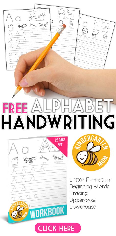 Free alphabet handwriting worksheets from  This set includes letter formation examples, beginning letter words, and tracing practice for uppercase and lowercase letters. Practice Letter Writing, Letter Formation Printables, Ela Core, Alphabet Handwriting Worksheets, Kindergarten Mom, Letter Tracing Printables, Free Printable Alphabet Worksheets, Letter Writing Practice, Alphabet Handwriting Practice