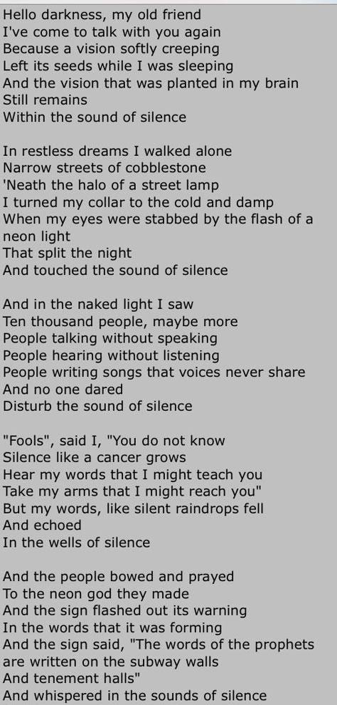 "Sounds of Silence" - Simon and Garfunkel beatnik style (please follow minkshmink on pinterest) Creepy Song Lyrics, Silence Lyrics, Oh Who Is She A Misty Memory Lyrics, Sound Of Silence Lyrics, The Sound Of Silence Lyrics, Zombie Song Lyrics, Sound Of Silence Simon And Garfunkel, Simon And Garfunkel Sound Of Silence, Simon And Garfunkel