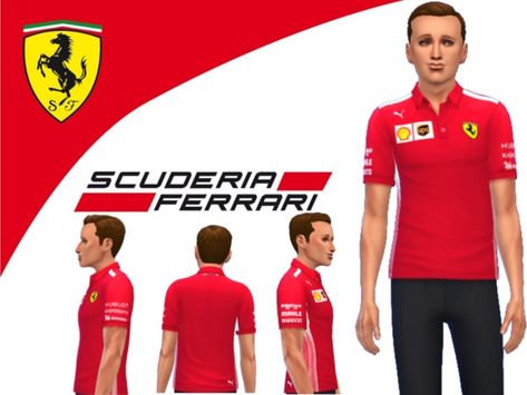 RJG811's Ferrari F1 team polo Sims 4 Formula 1 Cc, F1 Sims 4 Cc, Ferrari F1 Team, Los Sims 4 Mods, Ts4 Mods, Ferrari Jacket, Clothes Cc, Cc Mods, Sims 4 Bedroom