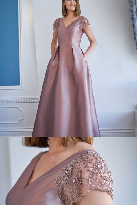 Gown Hand Design, New Look Clothes, Pleated A Line Skirt, Silk Bridesmaid Dresses, Purple Gown, Wedding Blessing, Long Gown Design, Purple Gowns, Church Outfit