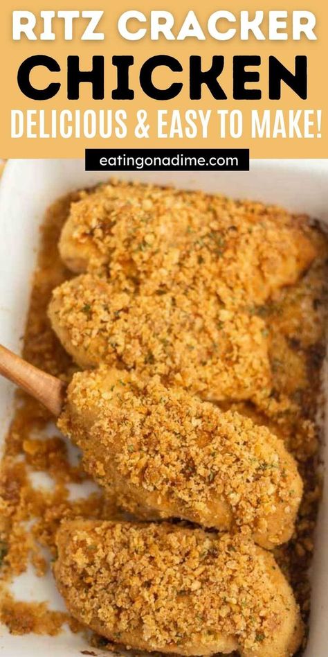 Easy Recipes With Chicken Tenders, Baked Ritz Chicken, Ritz Butter Chicken, Ritz Baked Chicken, Ritz Ranch Chicken, Healthy Ritz Cracker Snacks, Ritz Crusted Chicken, Buttery Ritz Cracker Chicken, Ranch Ritz Cracker Chicken