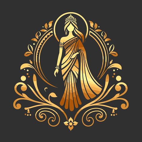 Vector saree with women figure clothing ... | Premium Vector #Freepik #vector #woman #fashion #beauty #boutique Saree Shop Logo, Saree Logo Design Ideas, Boutique Logo Design Clothing, Pageant Logo, Logo Design For Clothing, Fashion Designer Logo, Logo Ideas Creative, Crafting Logo, Saree Boutique