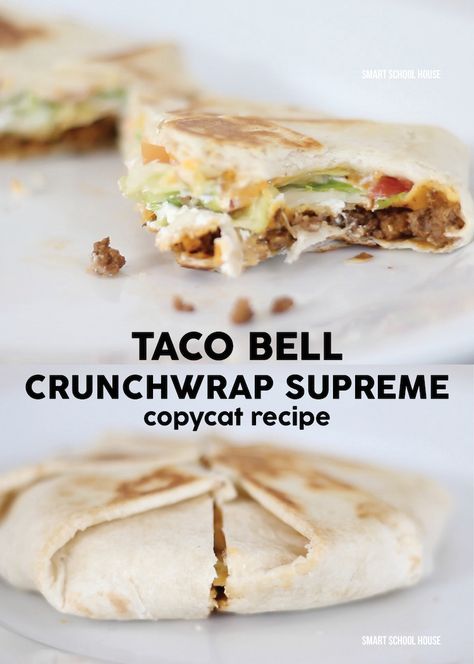 Taco Bell Crunchwrap Supreme, Taco Bell Crunchwrap, Crunchwrap Recipe, Crunchwrap Supreme, Smart School House, Crunch Wrap, Best Thanksgiving Recipes, Homemade Lunch, Smart School