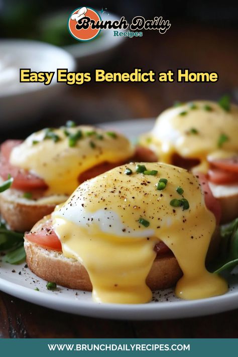 Make this classic Eggs Benedict recipe with homemade hollandaise sauce. A brunch favorite! #EggsBenedict #BrunchGoals Easy Eggs Benedict, Homemade Hollandaise Sauce, Benedict Recipe, Eggs Benedict Recipe, Egg Dishes, Hollandaise Sauce, Easy Eggs, Egg Dish, Weekend Brunch