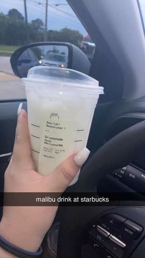 Coconut Drink Starbucks, Coconut Starbucks Drinks, Starbucks Drinks With Coconut Milk, Coconut Milk Drink, Malibu Drinks, Starbucks Hacks, Starbucks Secret Menu Recipes, Menu Recipes, Passenger Princess