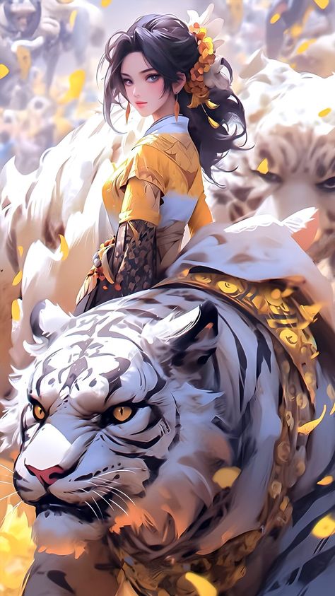 Qi Cultivation, Chinese New Year Wallpaper, Anime Handsome, Chinese Tiger, Tiger Girl, White Tigers, Year Wallpaper, Snow Animals, Tiger Artwork