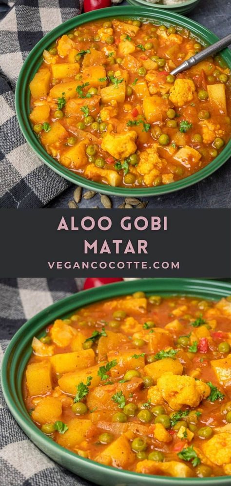 Potatoe Indian Recipe, Curry Recipes With Vegetables, Aloo Gobi Curry Recipe, Indian Potato Curry Recipes, Indian Potatoes And Peas, Aloo Gobi Recipe Vegan, Aloo Potato Recipe, Indian Pea Recipes, Indian Veggie Curry Recipes