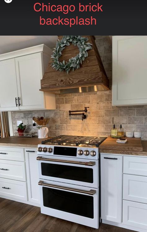 Chicago Brick Backsplash, Brick Backsplash Kitchen, Chicago Brick, Brick Backsplash, Double Wall Oven, Kitchen Backsplash, Kitchen Inspirations, Backsplash, Kitchen Ideas