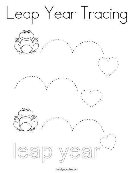 Leap Year Tracing Coloring Page - Twisty Noodle Leap Year Preschool Crafts, Leap Year Worksheet, Leap Year Preschool Activities, Frog Street Press, Twisty Noodle, February Crafts, Tracing Sheets, Preschool Craft, Leap Day