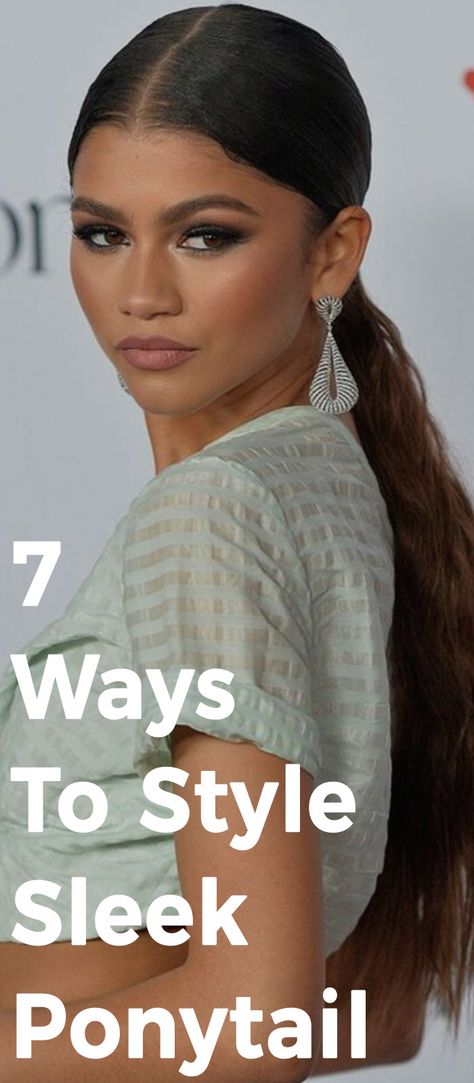 Sleek Ponytail Medium Hair, Formal Hair Slick Back, Sleeked Back Pony, Sleek Low Ponytail Wedding Hair, Sleek Professional Hairstyles, Slicked Back Ponytail Outfit, Slick Back Long Hairstyles, Sleek Pulled Back Hairstyles, How To Do A Sleek Ponytail