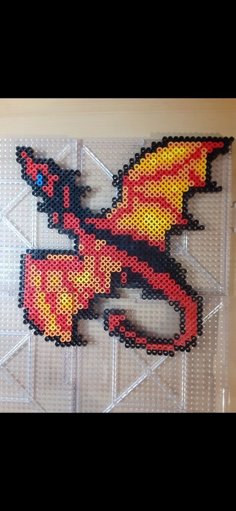 Wings Of Fire Pixel Art, Wings Of Fire Perler Beads, Perler Bead Patterns Dragon, Dragon Perler Bead Patterns, Perler Bead Dragon, Dragon Perler Beads, Pearler Bead Design, Cat Perler Beads, Arts In Crafts