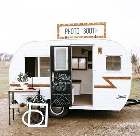 The first photo booth camper in Minnesota. Book this traveling photo booth for weddings, graduation parties, corporate events, and more! Shasta Camper Remodel, Camper Bar, Photo Booth Business, Shasta Camper, Vintage Camper Remodel, Vintage Photo Booths, Rv Makeover, Camper Makeover, Camper Renovation