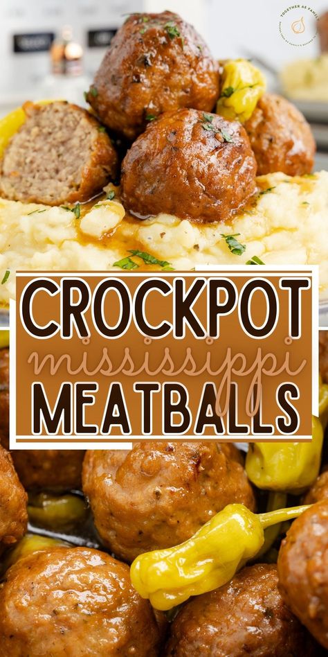 Slow Cooker Mississippi Meatballs, 3 Ingredients Crockpot Meals, Finger Food For Large Crowd, Crockpot Meals With Meatballs, Crockpot Picky Eaters, Mississippi Meatballs Instant Pot, Crock Pot Main Dish For Potluck, Crockpot Recipes Football Sunday, Brown Gravy Meatballs Crockpot