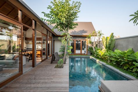 Villa Belalang on Behance Swimming Pools Kendrick Lamar, Kendrick Lamar Swimming Pools, Bali Legian, Small Villa, Villa Bali, Bali House, Pool House Plans, Legian, Small Pool Design