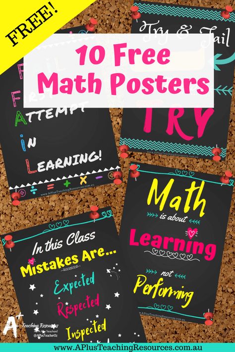 If you're teaching a growth mindset in your classroom you'll love our free inspirational Posters! Grab this motivating quote to promote Making Mistakes In Math. This free printable works perfectly as part of of your classroom decor. Get it from our website! #growthmindsetposters #growthmindset #teacherfreebies Poster Making Ideas Easy, Poster Making About Mathematics, Math Poster Making, Math Poster Design Ideas, Maths Clipart, Mathematics Meaning, Math Talk Posters, Poster Making Ideas, Maths Classroom