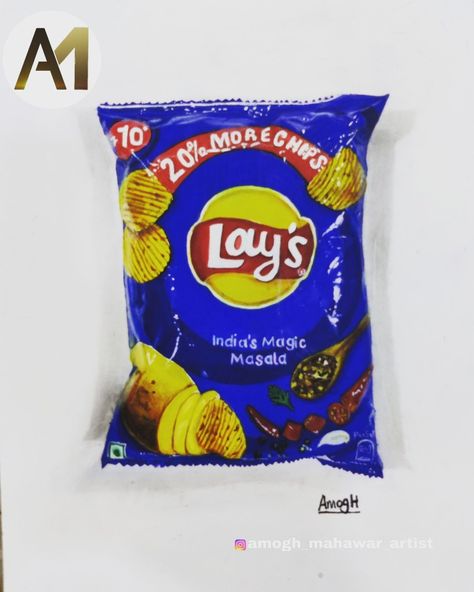 Chips Drawing, Lays Chips, 3d Art Drawing, 3d Drawings, Sketch Markers, Youtube Art, 5 Hours, Art Drawing, 3d Art