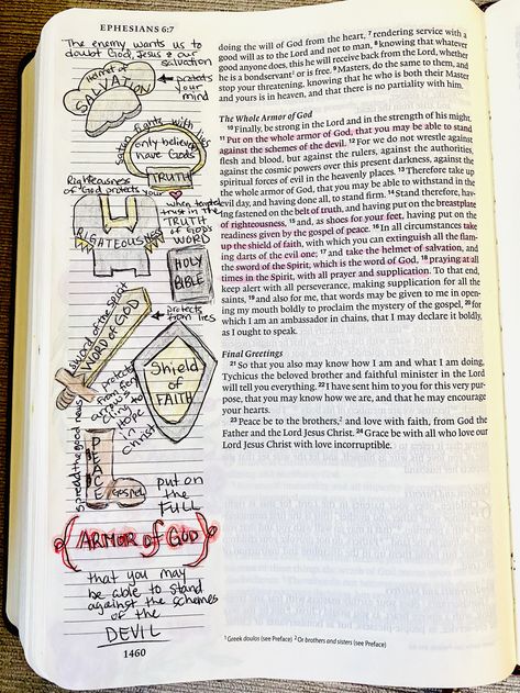 Ephesians 6 Bible Journaling, Ephesians 6:10 Armor Of God, Ephesians 6 10, Study Notebook, Ephesians 1, Ephesians 6, Bible Study Notebook, Bible Motivation, Bible Notes