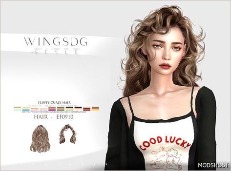 Download Wings Ef0910 Fluffy Curly Hair for Sims 4 at ModsHost NOW! Colors:30 All lods Compatible hats Make sure the game is updated to the latest version Recoloring not allowed #gaming #sims4cc #sims #female #hair Sims 4 Wingssims Hair, Sims 4 Fluffy Hair, Sims Female Hair, Sims 4 Cc Messy Hair, Hair For Sims 4, Sims 4 Curly Hair, Flowy Hair, Fluffy Curly Hair, Cc Packs