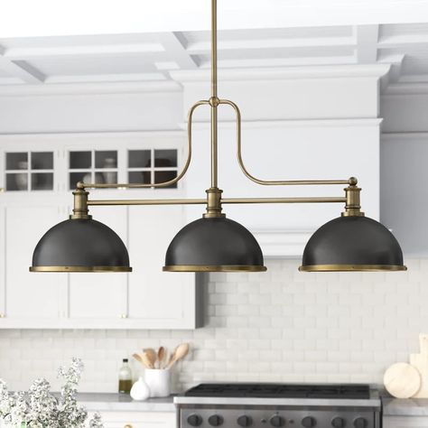 Three Posts Enola 3 - Light Kitchen Island Pendant & Reviews - Wayfair Canada Lieutenant Dan, Island Chandelier, Kitchen Island Pendant, Kitchen Island Linear Pendant, Light Kitchen Island, Kitchen Island Lighting Pendant, Light Kitchen, Island Pendants, Ranch House Plans