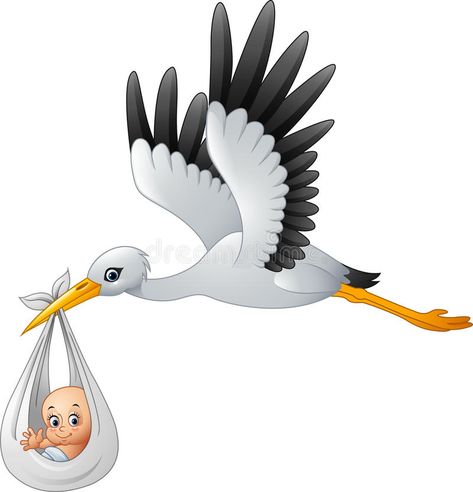 Cartoon stork carrying baby vector illustration Stork Carrying Baby, Stork Bird, Clipart Baby, Cartoon Birds, Baby Posters, Baby Illustration, Baby Images, Baby Clip Art