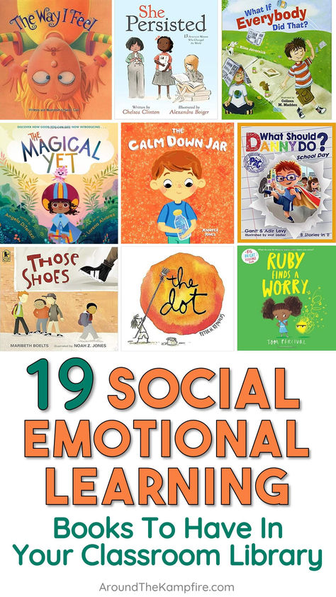 Pictures of social emotional learning (SEL) books to have in a classroom library. Best Kids Books, Learning Books, School Social Work, Best Children Books, Read Alouds, Social Emotional Skills, Organized Mom, After 4, Emotional Skills