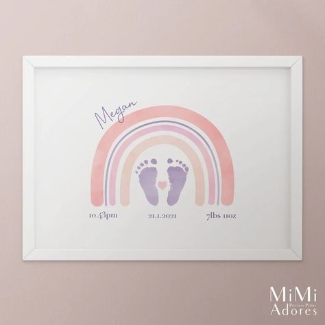 Newborn Footprint Ideas, Footprint Art Baby, 1st Birthday Gift Ideas, Newborn Footprints, Baby Art Crafts, Baby Room Paintings, Baby Footprint Art, Baby Artwork, Baby Room Diy