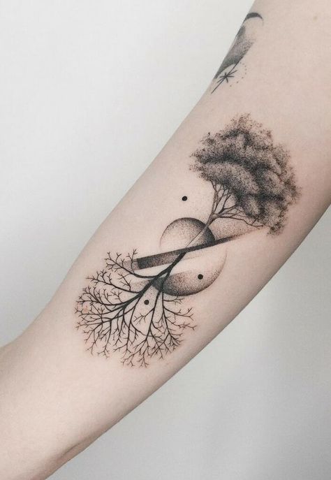 101 Tree Of Life Tattoos – Celebrating The Circle Of Life through Art - Psycho Tats Tattoos That Symbolize Freedom, Nature Balance Tattoo, Large Meaningful Tattoos, Perseverance Tattoos, Tattoos About Breaking Cycles, Breaking Generational Cycles Tattoo, Matching Tree Tattoos, Life Cycle Tattoo, Tattoos For Loneliness